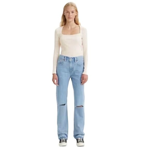 Levi’s NWT light wash distressed low pro jeans size 31 - Picture 1 of 16